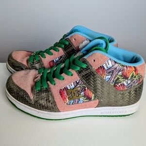DC Floral Panel High-Top Sneakers in Pink, Green, Blue